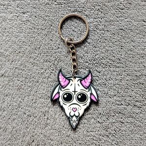 Cute Goat Keychain with Pink Horns